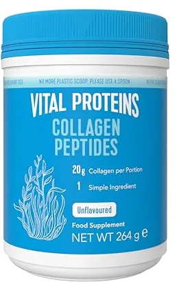 Vital Proteins Péptidos de Colágeno, complemento alimenticio en polvo, colágeno hidrolizado (Tipo I, III), sin sabor, para la piel, cabello, uñas, sin gluten, 20 g por dosis, 264g