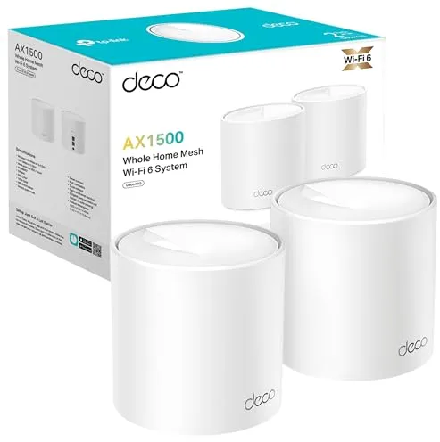 [Nuevo] TP-Link Deco X1500 (2-Pack) - Sistema WiFi 6 Mesh IA, AX1500 Doble Banda 2.4 GHz/5 GHz, Cobertura hasta 360 m2, 3X Puertos Gigabit por Unidad, 160MHz, ODFMA, 1024QAM, Control Parental