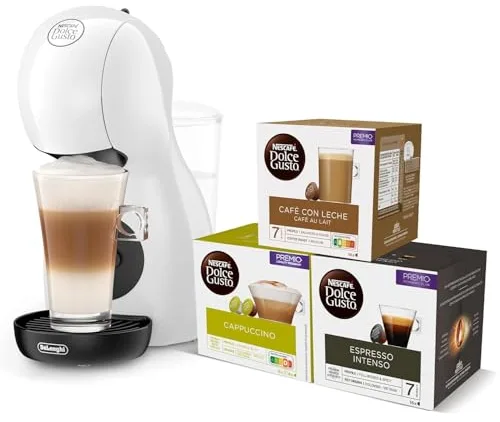 De'Longhi Nescafé Dolce Gusto Piccolo XS EDG110.WB, Cafetera Cápsulas, Incluye 3 Paquetes de Cápsulas, Diseño Super-Compacto, Cafetera Manual para Café y Otras Bebidas, 1500W, Blanco