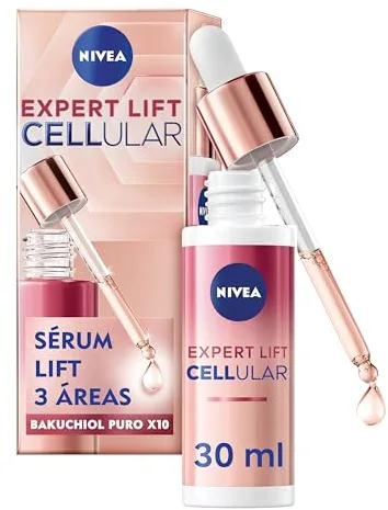 NIVEA Cellular Expert Lift - Sérum Lift 3 Áreas - Sérum Antiedad - x10 Bakuchiol Puro Altamente Concentrado - Antiarrugas para Rostro, Cuello, Escote - Reafirmante - Todo Tipo de Piel y Madura - 30 ml