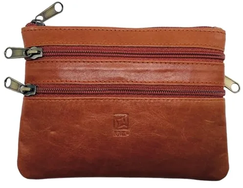 Blanck Monedero Tarjetero Piel Unisex Cuero. 4 Cremalleras. Piel Genuina Cuero. Llavero Interior con Anilla. Medidas 12 x 9 x 1,5 cm y Peso 32 gr. para Bolso o Bolsillo. Diseñado en España.