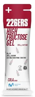 226ERS - High Fructose, Gel Energético para Deportistas, con Maltodextrina y Fructosa, con 100 mg de Caféina, Vegano y Sin Gluten, Aporte Hidratos de Carbono, Sabor Cola, 1 Gel x 80 g