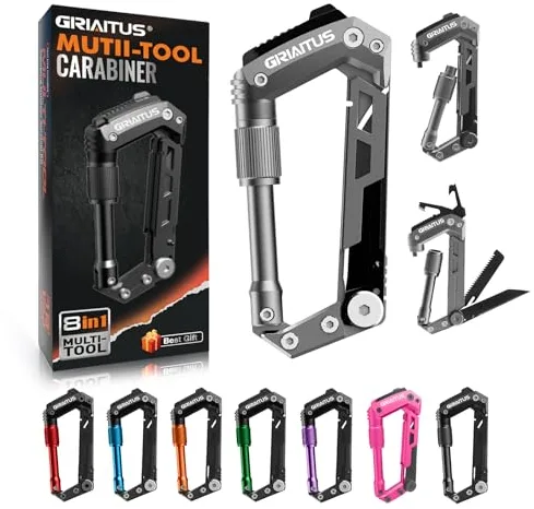 Mosqueton Llavero 8en1 Multiherramienta Herramienta Multiusos Con Abridor De Botellas Regla Sierra Destornillador Para Hamaca, Bolsos, Mochila, Camping, Columpio