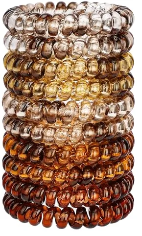 JessLab Espiral Corbatas en Pelo, 10 Pcs sin Rastro Cintas de Cordón Telefónico sin Daños, Plástico Porta Cola de Cabello para Mujeres y Niñas, Colores Surtidos (#28)