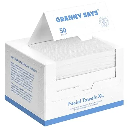 GRANNY SAYS Toallas Desechables Faciales, 50 Unidades Toallitas Desmaquillantes, Toallas Faciales, Toallas Cara Toallitas Limpieza, Toallitas Faciales Desechables Toallitas Secas, Clean Towels XL