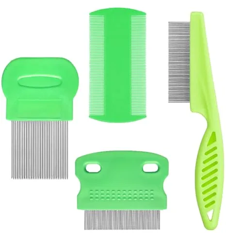4 Piezas Peines de Piojos, Peine para Pulgas, Peine Piojos y Liendres, Peine de Dientes de Doble Cara, Peine para piojos de Dientes Finos, para Eliminar la Caspa o los Piojos