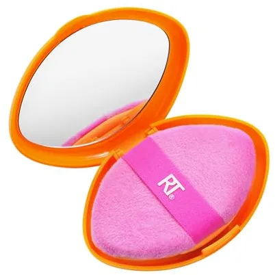 Real Techniques Funda de viaje Miracle Powder Puff, 2 en 1, para mezclar maquillaje, doble cara, banda elástica, 1 unidad