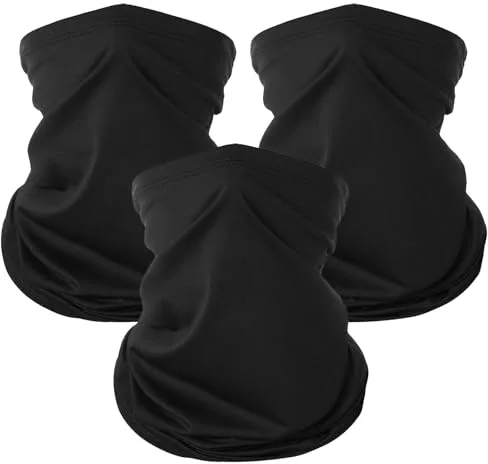 KEYRI 3 Piezas Pañuelo de Hombre Mujer Calentador de Cuello Braga Cuello Moto Mascarilla Multifuncional Deporte Calentador Pasamontañas Máscara de Esquí Ciclismo Senderismo Correr (3 Negro)