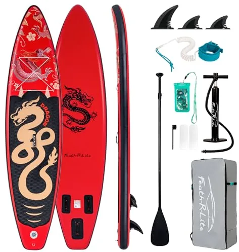 FEATH-R-LITE Tabla de Surf Hinchable Stand Up Paddling Sup Board con Remo Ajustable/Bomba/Mochila/Correa/Bolsa Impermeable