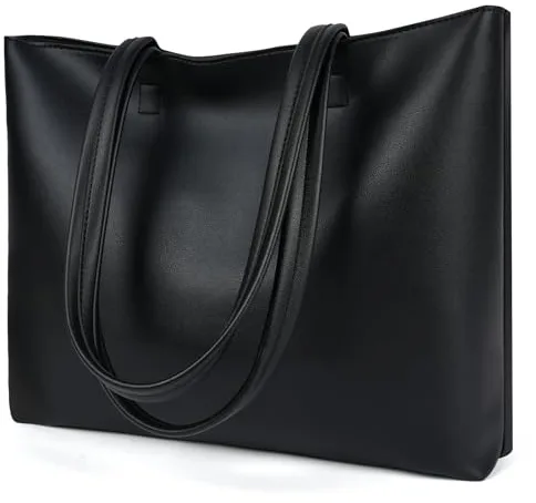 flintronic Bolsos de Mujer, Cuero PU Bolsa Tote Grande, Bolso Bandolera Mujer Bolso, Gran Capacidad Bandolera Casual con Cremallera, para Compras, Viajes de Trabajo - Negro（37 * 27 * 8CM）