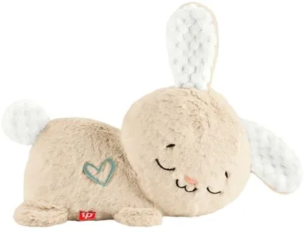 Fisher-Price Conejito Hora de Dormir, Peluche para bebés que ayuda a relajar y calmar al bebé con sus movimientos rítmicos, luces y música, juguete regalo para recién nacidos, HXG97