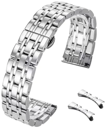 HEYOZURY Correas de Reloj Meta de Acero Inoxidable Extremo Recto y Curvo Correa de Metal de 12mm 14mm 16mm 18mm 19mm 20mm 21mm 22mm Correa de Reemplazo de Metal para Hombres Mujeres