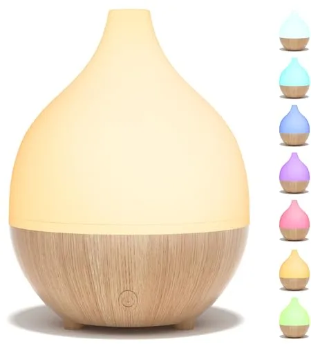 SALKING 100ml Difusor de Aceites Esenciales, Pequeño Difusor de Aromaterapia con 8 Colores, Humidificador con Luces Blancas Cálidas, Luz de Noche para bebés, Difusor Ultrasonico para Casa