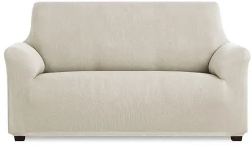 MAXIFUNDAS | Funda de Sofá Elástica 3 Plazas Color Marfil - Funda de Sofá Extrasuave, Antideslizante y Elástica - Funda Sofá Elástica Modelo Inca