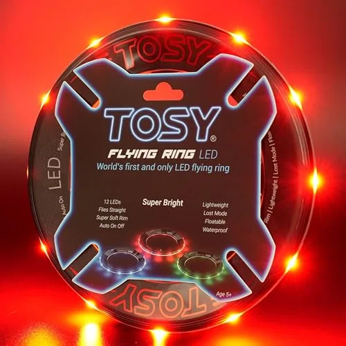 TOSY Flying Ring - 12 Monocolor Leds, superbrillante, Modo perdido, Encendido automático, Regalo de Pascua para niños, Seguro, Impermeable, Juguete para Piscina, Playa y Camping
