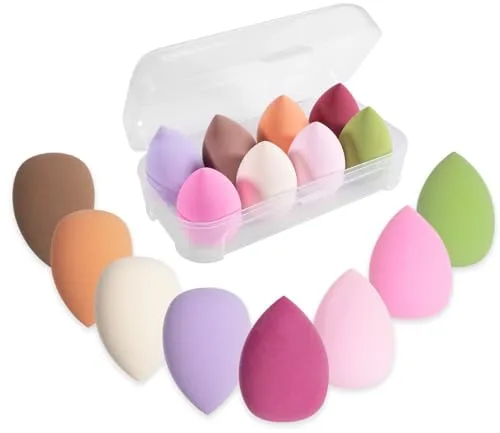 Juego de 8 Esponjas de Maquillaje, Batidora de Belleza, Grandes Colores de Huevo, Esponja Lavable, Almohadilla Removedora de Maquillaje, Base Líquida, Polvo, Protección Solar