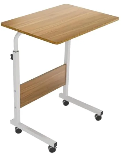 smallrun Mesa portatil Ordenador Escritorio con Ruedas 60 * 40CM Mesa Auxiliar de Altura Ajustable para Dormitorio (Noble)