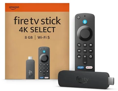 Amazon Fire TV Stick 4K Select (última generación): comienza a reproducir contenido 4K en streaming, ve cientos de miles de películas y episodios de series, y accede a la TV gratuita y en directo