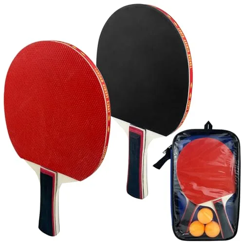 Diompirux Sets de Ping Pong 2 Raquetas de Ping Pong 3 Pelotas 1 Bolsa, Entrenamiento o Kit de Raqueta recreativa, Tenis de Mesa Set para Juegos Profesionales y Recreativos, Exterior, Interior