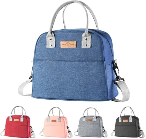 Zxglxinyao Fiambrera para hombres y mujeres, lonchera aislada para adultos, bolsa de almuerzo, contenedor de alimentos reutilizable, adecuado para el trabajo, viajes, picnic, oficina (azul)