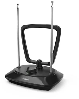 HAMA | Antena Interior clásica (Dab+, Dab, DVB-T2, FM Activa, una Vez Amplificado, recepción de Radio analógica (FM), Ganancia de señal Ajustable) Color Negro