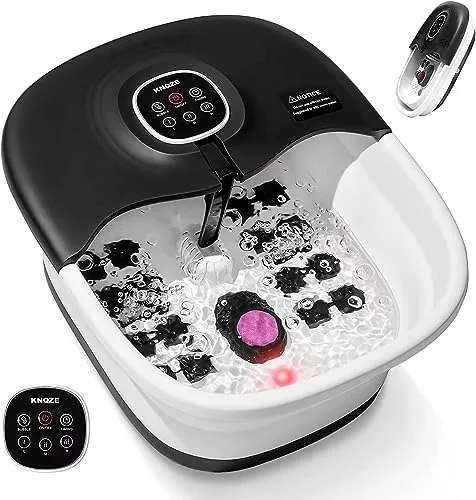 Bañera Spa Masajeador Para Pies, Hidromasaje Para Pies, Masajeador de Pies Plegable con Calefacción, ControlRemoto, Burbujas, Piedra Pómez, Temporizador, 16 Rodillos, Negro