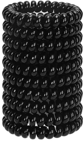 JessLab Espiral Corbatas en Pelo, 10 Pcs sin Rastro Cintas de Cordón Telefónico sin Daños, Plástico Porta Cola de Cabello para Mujeres y Niñas, Colores Surtidos (#29)
