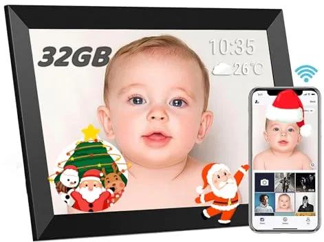 TEKXDD Marco de Fotos Digital WiFi - Marco Digital de Fotos 10.1 Pulgadas 32GB, Pantalla Táctil IPS HD Rotación Automática Smart Marcos Digitales, Fácil Configuración para Compartir Fotos y Vídeos