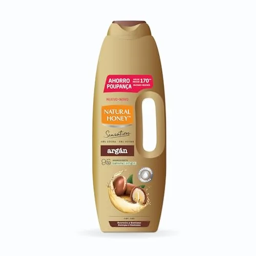 Natural Honey, Gel de Ducha con Extracto de Argán Nutritivo y Reafirmante, con Hydradermal Complex para una Piel Sedosa e Hidratada, Ingredientes de Origen Natural, Línea Sensations, 1350 ml