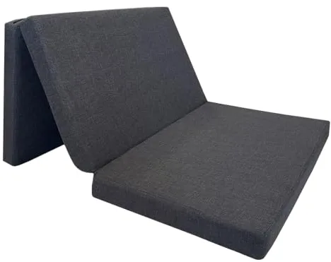 Acomoda Textil – Colchón Plegable con Espuma Alta Densidad y Funda con Cremallera Gris 180x90x8 cm. Colchoneta de Viaje para Ahorrar Espacio y Cama Invitados Cómodo y Resistente.
