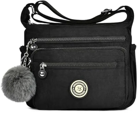 Aucuu Bolso Bandolera Mujer, Impermeable Nailon Crossbody Bolso, Grande Crossbody Bolsos con Correa Ajustable, Múltiples Bolsillo, para Viajar, Escuela, Compras, Trabajo - Gris