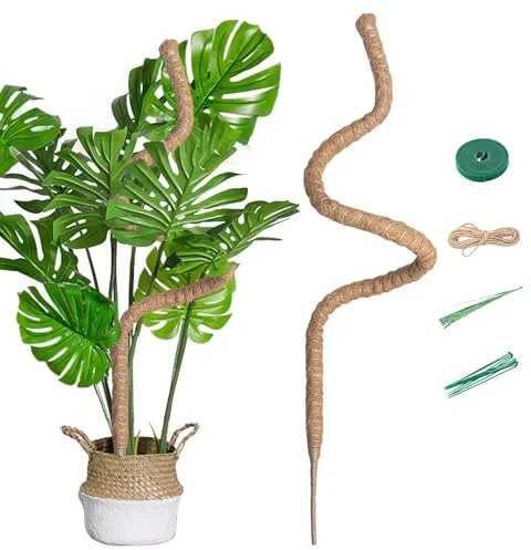 Mcbazel Tutor de Plantas Trepadoras sobre Estaca de Planta, 160 cm Soporte de Planta, Tutor de Coco, Ancho de 7 mm, Plegable, Poste de Crecimiento de Plantas Trepadoras para Plantas Monstera/Jardín