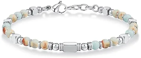 SIUMAL Pulsera Mujer, Pulsera Bohemia de Piedra Natural Acero Inoxidable para Mujer, Regalo De Cumpleaños para Mamá