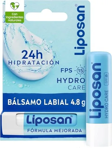 Liposan Hydro Care FPS 15 (1 x 4,8 g), cacao de labios con 24 horas de hidratación, bálsamo labial con protección solar, bálsamo hidratante para unos labios bonitos y suaves
