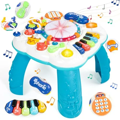 Juguetes Niños 1 Año - Mesa Actividades Bebe 1 Año Juguete Niño con Sonido y Luces Instrumentos Musicales Infantiles Tambor Infantil Piano Bebe 1 Año Juguetes Bebes Regalos Niños Niñas 1 2 3 Años