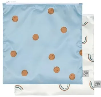 LÄSSIG Bolsa de almacenamiento reutilizable bolsa de aperitivos 2 piezas/Snack Bag Happy Rascals Smile