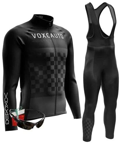 Conjunto de Maillot Ciclismo Manga Larga Hombre con Culotte Otoño Secado Rápido Transpirable Custom Conjunto Ciclista Pro Team (4XL,TypA-5)