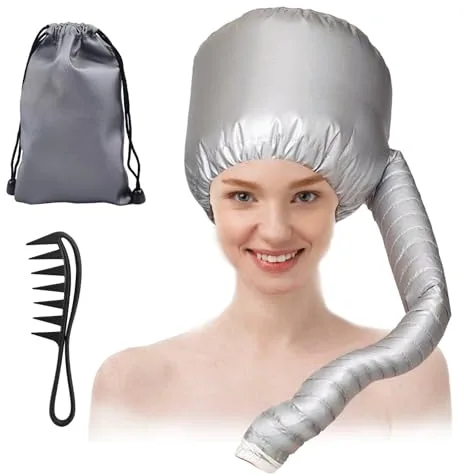 MisFun Gorro Secador de Pelo, Gorro para Secar el Pelo, Secador Gorro, Secador Pelo Universal Bolsa, Cabello Seco Rápidamente, con Peine, Bolsa de Almacenamiento, para Secar, Peinar, Rizar, Gris