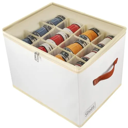 Patinao Caja para zapatos, organizador de zapatos para el armario, ahorro de espacio zapatos bin con tapas transparentes, apilable, plegable zapato estante del gabinete Cubby para armario (1 Piezas)