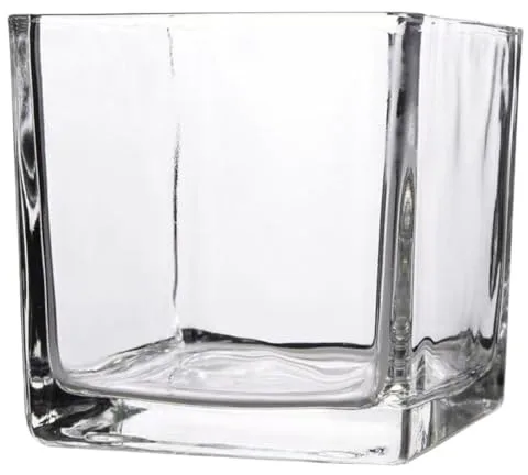 STOBAZA Jarrón De Cristal Cuadrado 10X10cm Florero De Cubo Transparente Macetero Hidropónico Portavelas para Mesa De Boda Centro De Mesa Decoración De Oficina En El Hogar