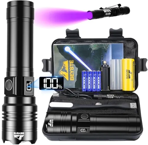 BEYSTE Linternas LED Alta Potencia, 1,000,000 Lúmenes Linterna LED Recargable, Militar Linterna Alta Potencia Potente Largo Alcance, Impermeable Flashlight para Emergencias Camping Regalo
