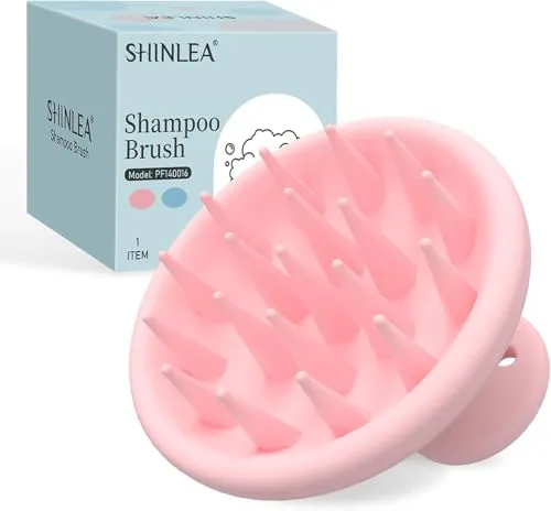 SHINLEA Masajeador del cuero cabelludo, cepillo de silicona para el crecimiento del cabello y masaje de la cabeza, cepillo suave del cuero cabelludo para eliminar la caspa, uso en seco y húmedo Rosa