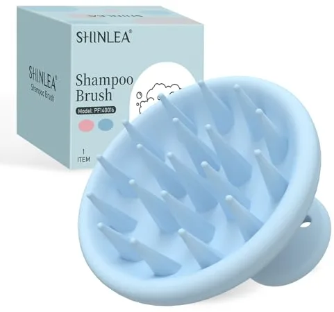 SHINLEA Masajeador del cuero cabelludo, cepillo de silicona para el crecimiento del cabello y masaje de la cabeza, cepillo suave del cuero cabelludo para eliminar la caspa, uso en seco y húmedo Azul