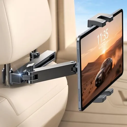 EOIWUY Soporte Tablet Coche, [Brazo de Extensión Plegable] 360° Rotación Soporte iPad Coche para Niños, Soporte Tablet Coche Reposacabezas Compatible con iPad, Todos los Dispositivos de 4.7-12.9"