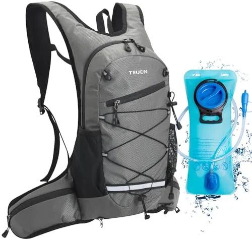 TEUEN 10L Mochila de Hidratación con 2 litros Bolsa de Agua BPA, Ligera Mochila de Correr Transpirable para Al Aire Libre Correr Senderismo o Ciclismo