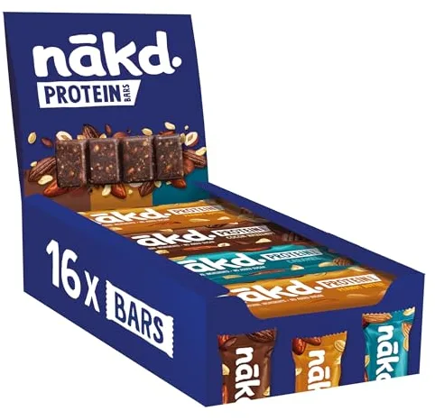 Nākd. Protein Pack Multisabores | Barritas Proteícas | 7g de Proteína de Origen Vegetal | Ingredientes 100% Naturales | Sin Azúcar Añadido | Vegano | 16 x 45g | 720g