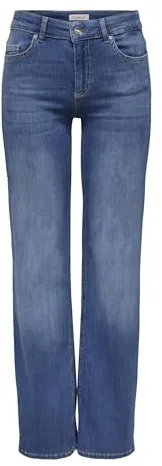 ONLY Straight fit Jeans ONLBLUSH Mid Waist Straight Fit Jeans Medium Blue Denim XL 30 Medium Blue Denim