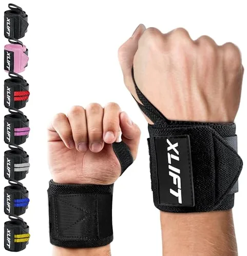 XLIFT 2 Muñequeras Gym - Muñequeras Crossfit - Accesorios Gym - Muñequera para Levantamiento de Pesas - Wrist Wraps - Muñequeras Deportivas para Hombres y Mujeres (Negro)