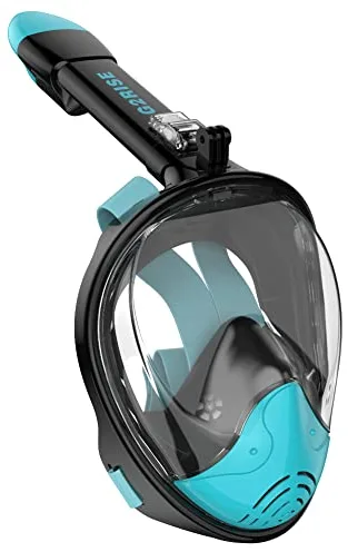 G2RISE Máscara de Buceo, Máscara de Snorkel de Cara Completa 180 Vista Panorámica con Montaje de Snorkel Desmontable, Diseño Antiniebla y Plegable para Adultos y Niños