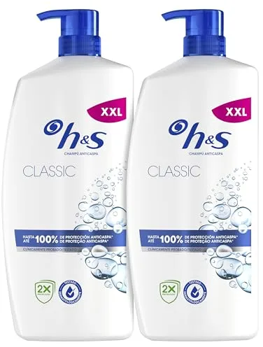H&S Classic Champú Anticaspa 2x1000ml con Dispensador, para Uso Diario. Hasta 100% de Protección Anticaspa, Clínicamente Probado. Para Todo Tipo de Pelo y Cuero Cabelludo. Sensación de Frescor